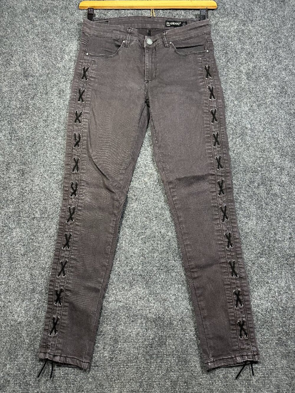 BlankNYC Jeans Womens 27 Gray Skinny Lace Up Side Cotton Stretch Pockets